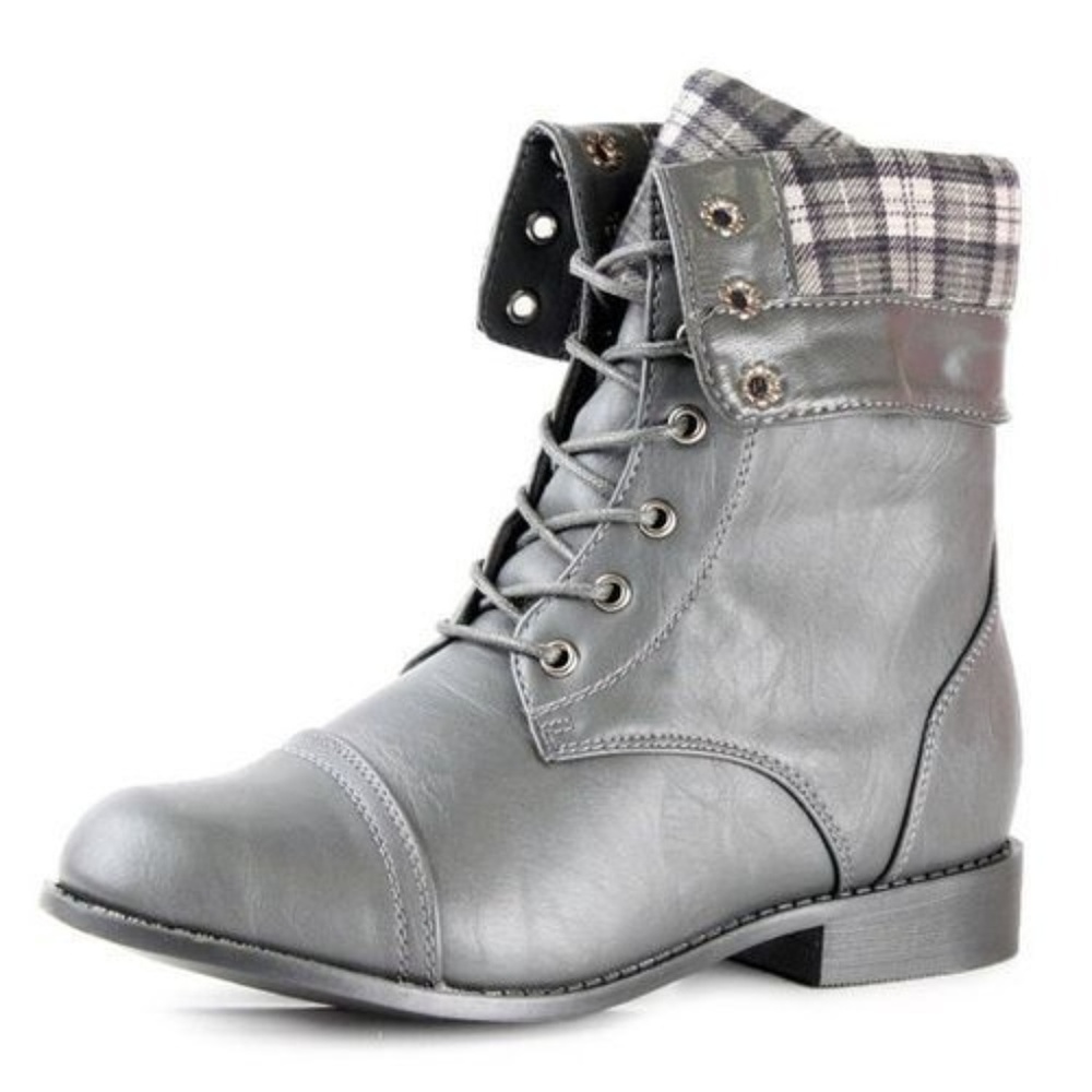 West Blvd Lagos Combat Boots Grey NEW